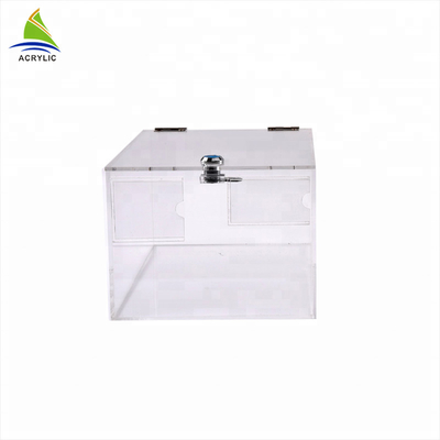 টেবিল শীর্ষ পরিষ্কার লকযোগ্য ট্রান্সপারেন্ট ফান্ড - এক্রাইলিক দান বক্স উত্থাপন