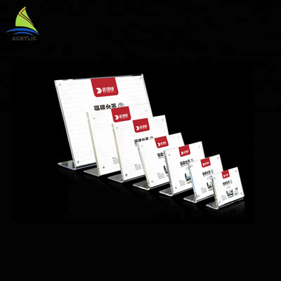 শীর্ষ স্তর এক্রাইলিক সাইন প্রদর্শন ধারক Anodized চুম্বক সাইন এক্রাইলিক প্রদর্শন কার্ড