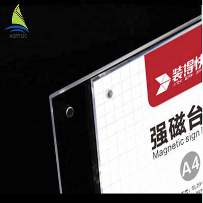 শীর্ষ স্তর এক্রাইলিক সাইন প্রদর্শন ধারক Anodized চুম্বক সাইন এক্রাইলিক প্রদর্শন কার্ড