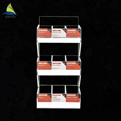 Usb কেবল স্ফটিক মসৃণতা জন্য এক্রাইলিক সেল ফোন আনুষঙ্গিক প্রদর্শন স্ট্যান্ড