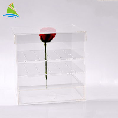 Plexiglass পরিষ্কার এক্রাইলিক স্টোরেজ বক্স এক্রাইলিক ফ্লাওয়ার কাস্টম প্যাকেজিং বাক্স সংরক্ষণের জন্য 25 গোলাপ