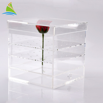 Plexiglass পরিষ্কার এক্রাইলিক স্টোরেজ বক্স এক্রাইলিক ফ্লাওয়ার কাস্টম প্যাকেজিং বাক্স সংরক্ষণের জন্য 25 গোলাপ